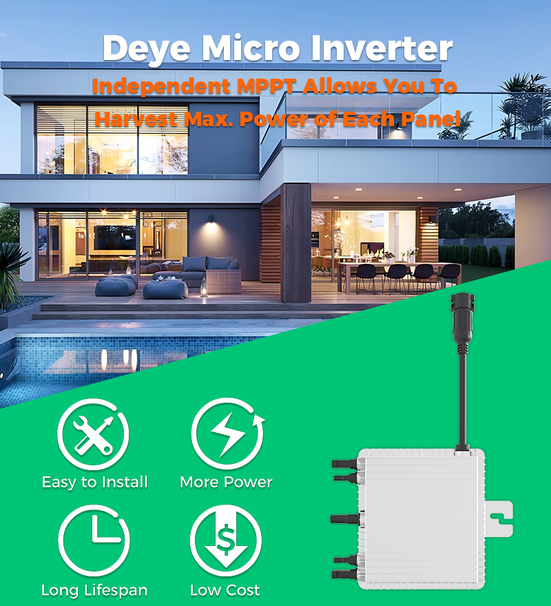 China Deye 1000W Micro Inverter 2-In-1 SUN-M100G3 -EU-Q0 Grid-Tied 2MPPT  Manufacturer and Supplier