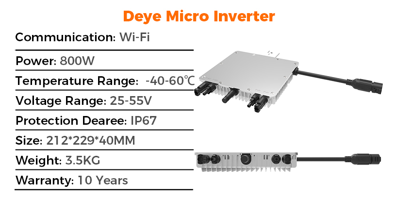 China Deye 800W Micro Inverter 2-in-1 SUN-M80G3 -EU-Q0 Grid-Tied